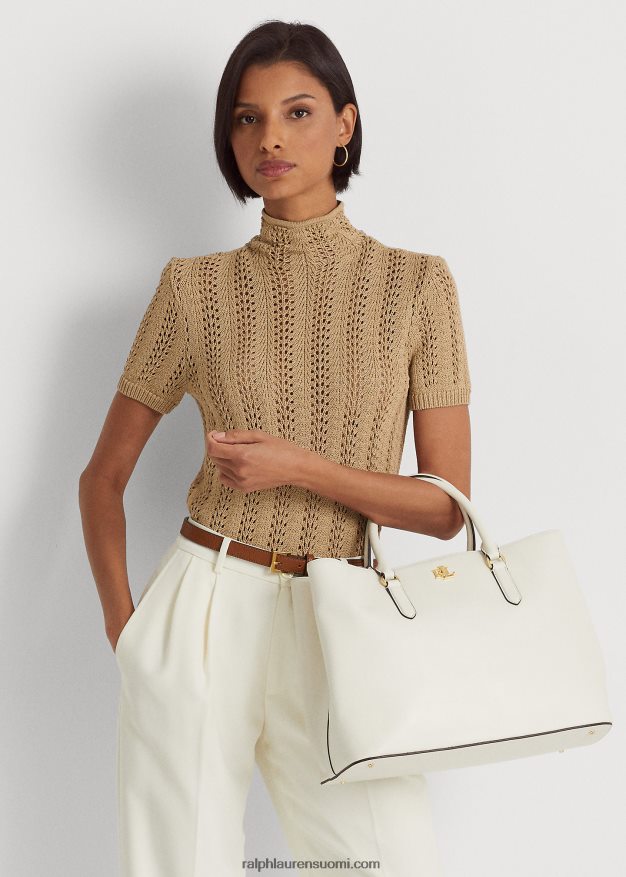 Ralph Lauren naiset nahkainen iso marcy-laukku 0Z24ZR5362 vanilja
