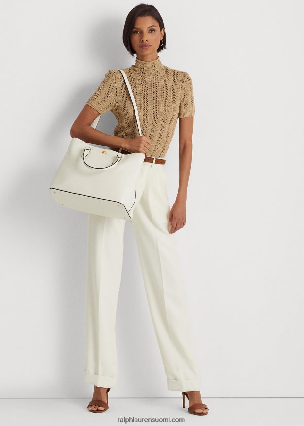 Ralph Lauren naiset nahkainen iso marcy-laukku 0Z24ZR5362 vanilja