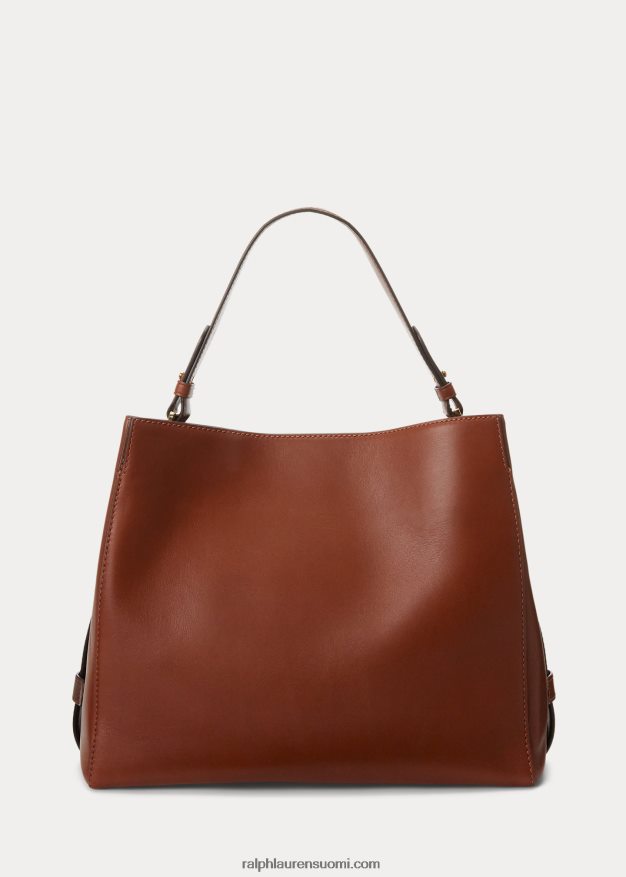 Ralph Lauren naiset nahkainen keskikokoinen peyton-laukku 0Z24ZR5409 rusketus