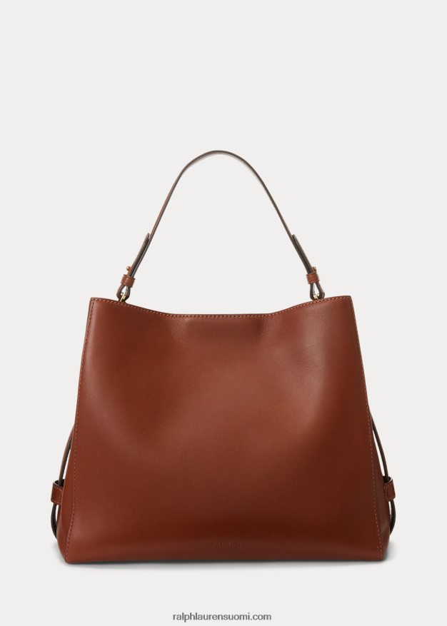 Ralph Lauren naiset nahkainen keskikokoinen peyton-laukku 0Z24ZR5409 rusketus