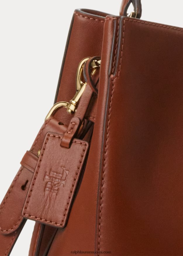 Ralph Lauren naiset nahkainen keskikokoinen peyton-laukku 0Z24ZR5409 rusketus