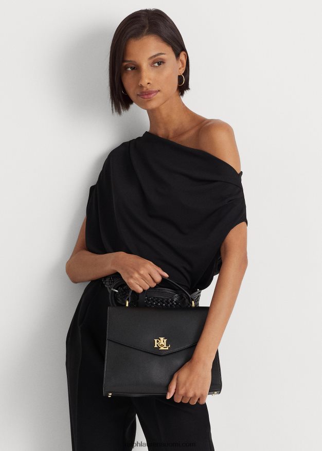 Ralph Lauren naiset nahkainen medium farrah -laukku 0Z24ZR5407 musta