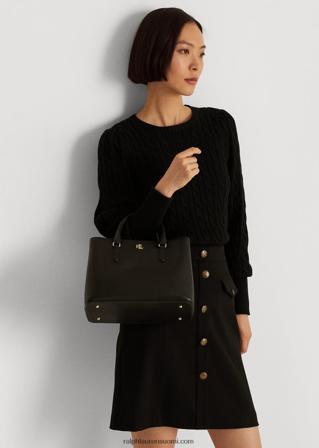 Ralph Lauren naiset nahkainen pieni marcy-laukku 0Z24ZR5355 musta