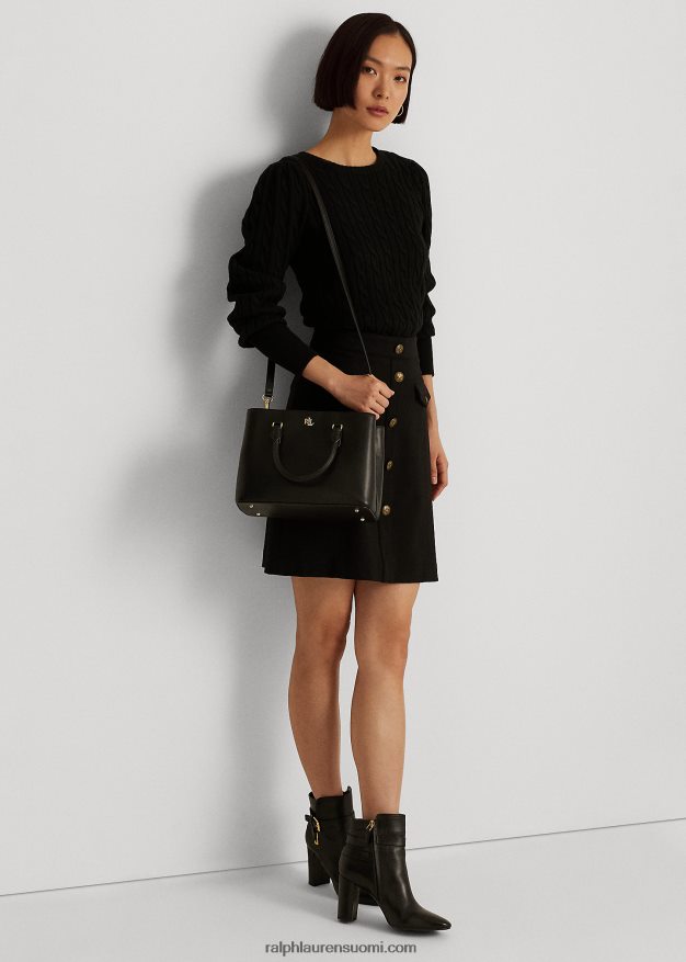 Ralph Lauren naiset nahkainen pieni marcy-laukku 0Z24ZR5355 musta