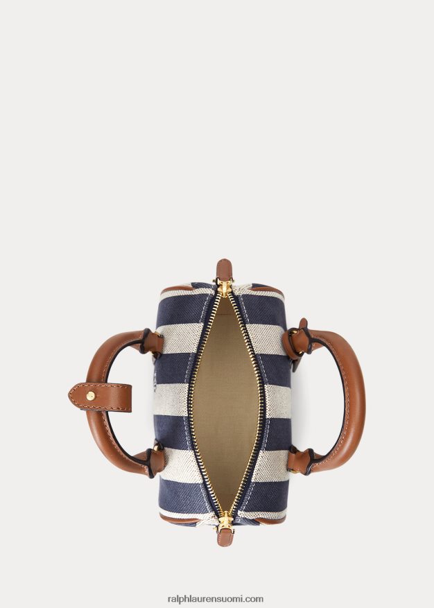 Ralph Lauren naiset nahkaverhoiltu kangas pieni kaden-laukku 0Z24ZR5415 logo/tartan/laivasto