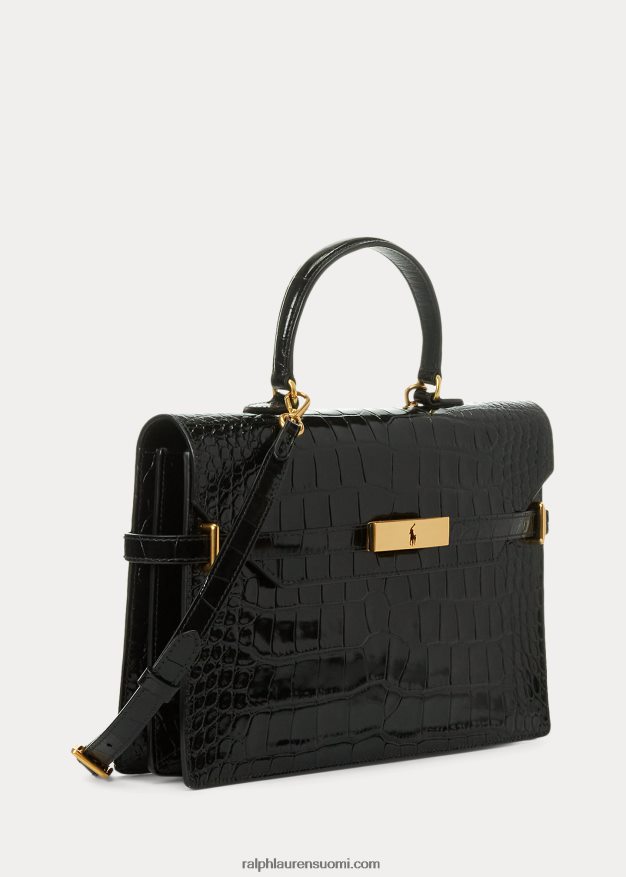 Ralph Lauren naiset polo id krokokuvioitu nahkalaukku 0Z24ZR5184 musta