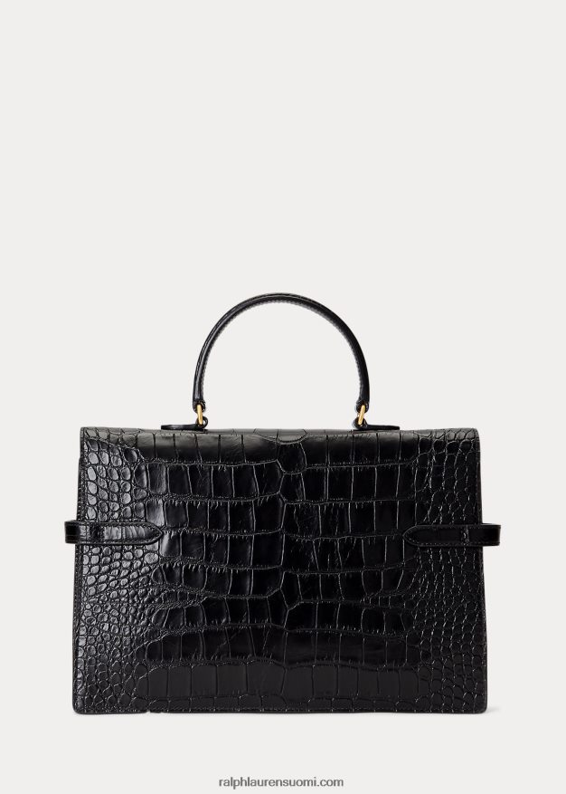 Ralph Lauren naiset polo id krokokuvioitu nahkalaukku 0Z24ZR5184 musta