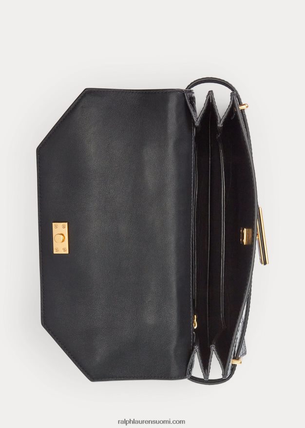 Ralph Lauren naiset polo id krokokuvioitu nahkalaukku 0Z24ZR5184 musta