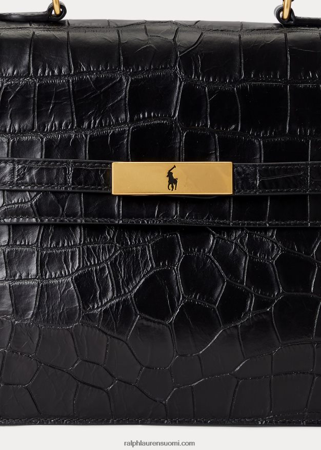 Ralph Lauren naiset polo id krokokuvioitu nahkalaukku 0Z24ZR5184 musta