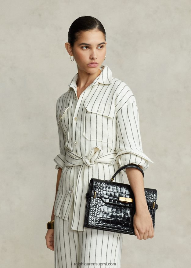 Ralph Lauren naiset polo id krokokuvioitu nahkalaukku 0Z24ZR5184 musta