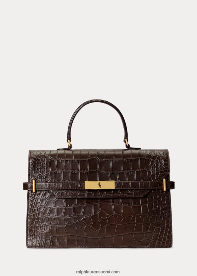 Ralph Lauren naiset polo id krokokuvioitu nahkalaukku 0Z24ZR5185 suklaa