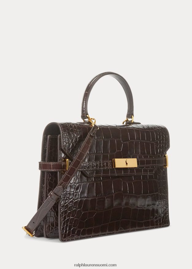 Ralph Lauren naiset polo id krokokuvioitu nahkalaukku 0Z24ZR5185 suklaa