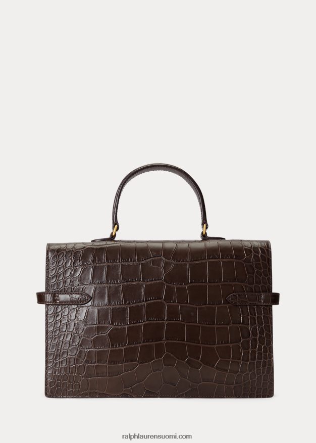 Ralph Lauren naiset polo id krokokuvioitu nahkalaukku 0Z24ZR5185 suklaa