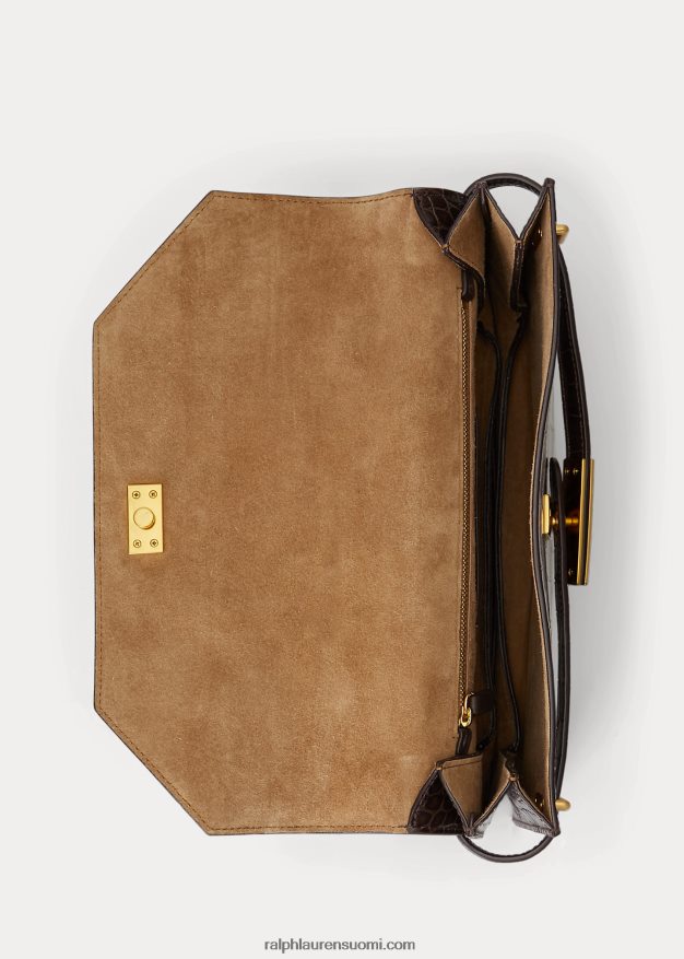 Ralph Lauren naiset polo id krokokuvioitu nahkalaukku 0Z24ZR5185 suklaa