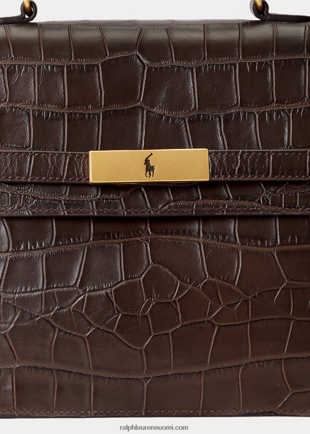 Ralph Lauren naiset polo id krokokuvioitu nahkalaukku 0Z24ZR5185 suklaa