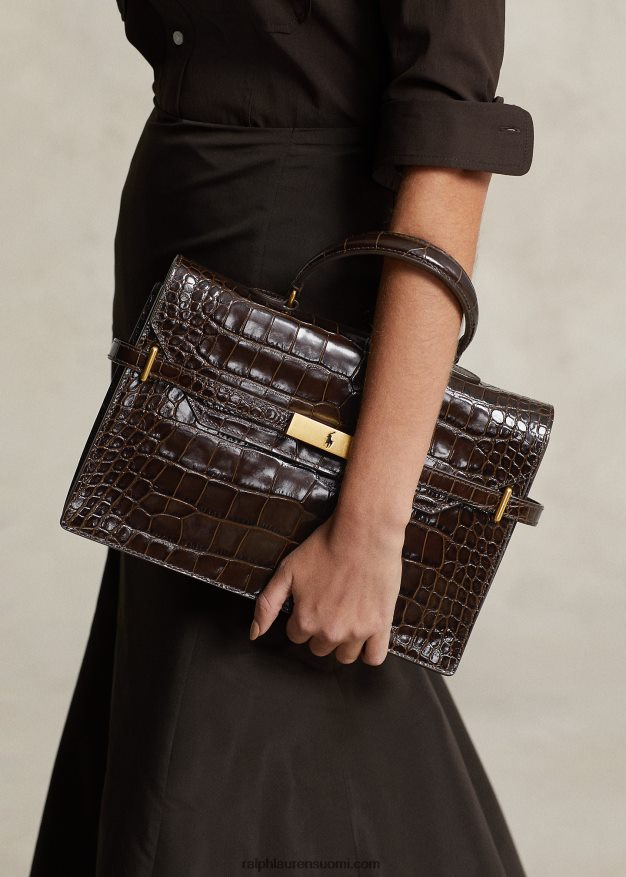 Ralph Lauren naiset polo id krokokuvioitu nahkalaukku 0Z24ZR5185 suklaa