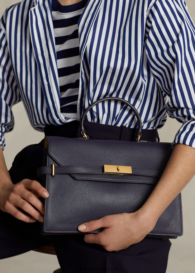 Ralph Lauren naiset polo id nahkainen laukku 0Z24ZR5186 keskiyön laivasto