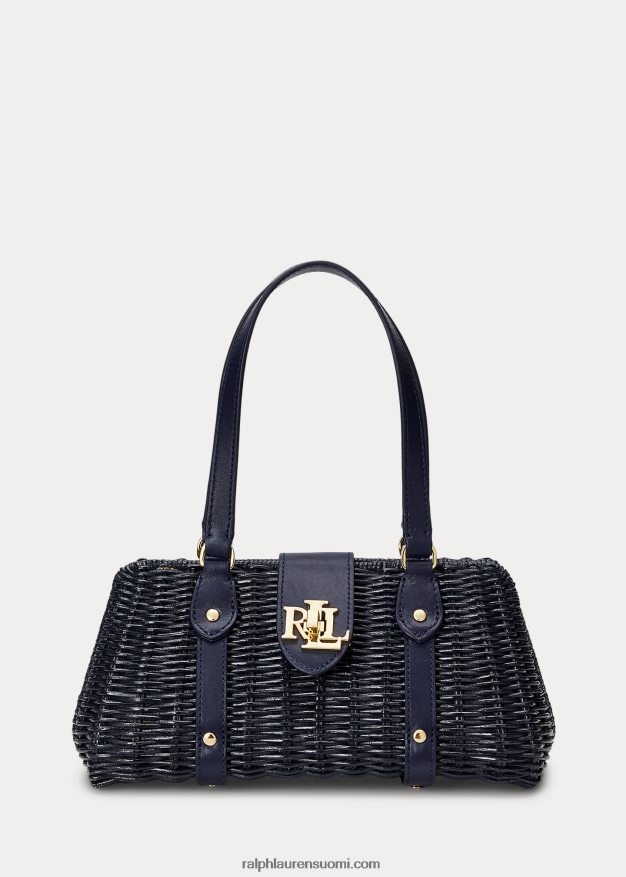 Ralph Lauren naiset rottinki keskikokoinen lilly-laukku 0Z24ZR5404 hienostunut laivasto