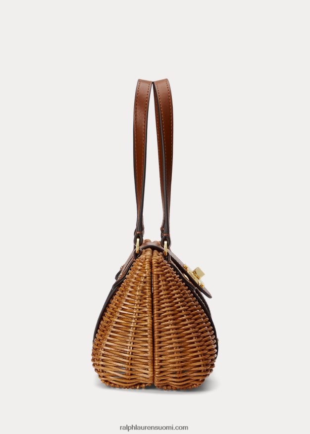 Ralph Lauren naiset rottinki keskikokoinen lilly-laukku 0Z24ZR5405 pähkinä/rusketus