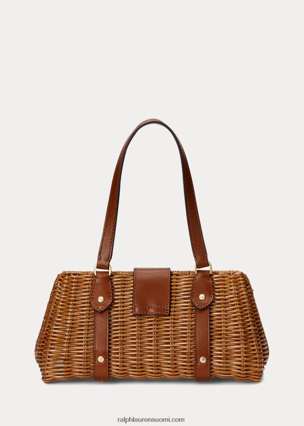 Ralph Lauren naiset rottinki keskikokoinen lilly-laukku 0Z24ZR5405 pähkinä/rusketus