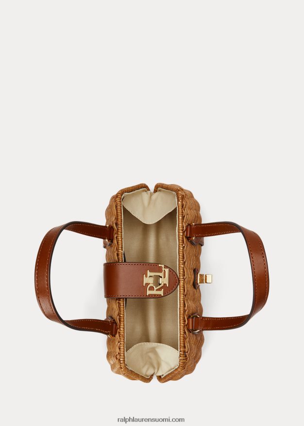 Ralph Lauren naiset rottinki keskikokoinen lilly-laukku 0Z24ZR5405 pähkinä/rusketus