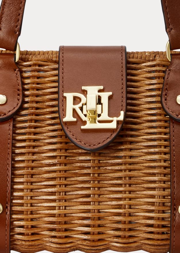 Ralph Lauren naiset rottinki keskikokoinen lilly-laukku 0Z24ZR5405 pähkinä/rusketus
