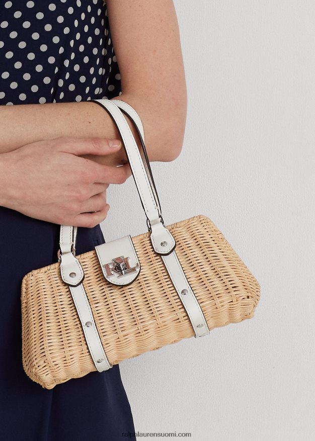 Ralph Lauren naiset rottinki keskikokoinen lilly-laukku 0Z24ZR5438 luonnollinen/valkoinen