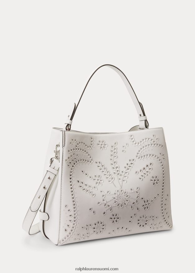 Ralph Lauren naiset silmukkanahkainen keskikokoinen peyton-laukku 0Z24ZR5408