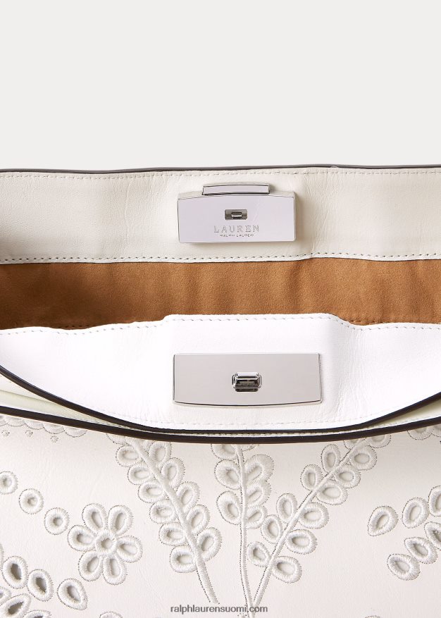 Ralph Lauren naiset silmukkanahkainen keskikokoinen peyton-laukku 0Z24ZR5408