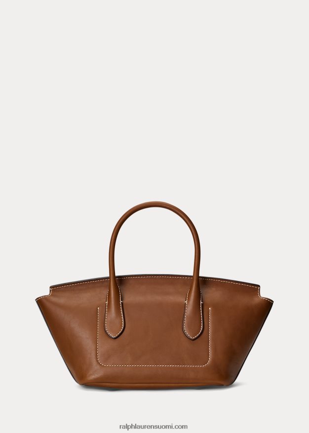 Ralph Lauren naiset vahattua nahkaa keskikokoinen bellport-laukku 0Z24ZR5230 Cuoio