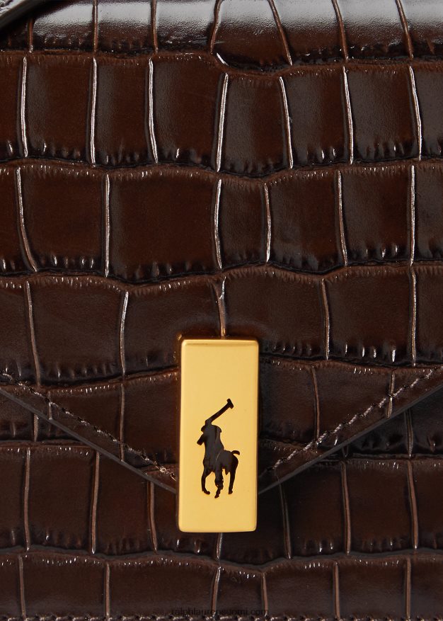 Ralph Lauren naiset Polo id Croc-kuvioitu ketjulompakko ja laukku 0Z24ZR5173 suklaa