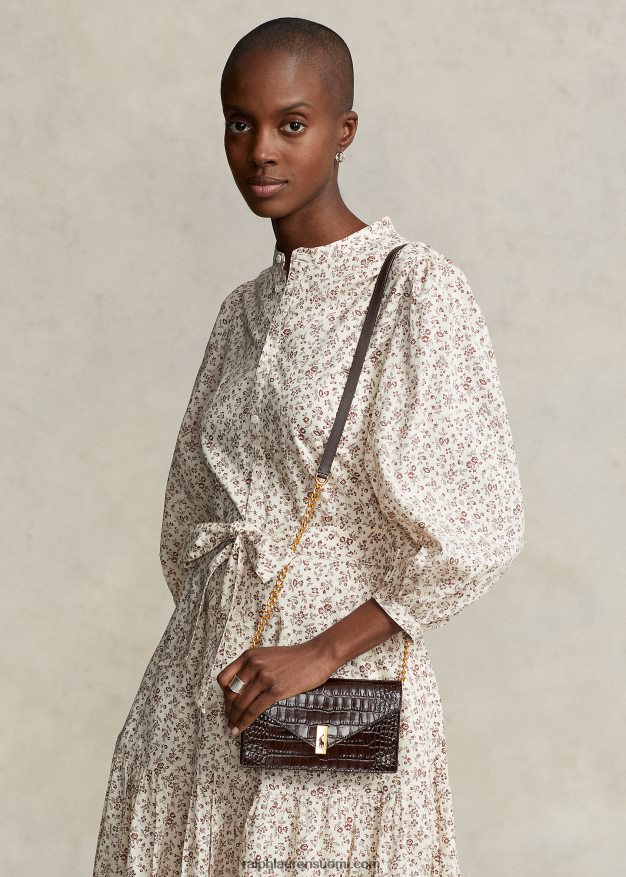 Ralph Lauren naiset Polo id Croc-kuvioitu ketjulompakko ja laukku 0Z24ZR5173 suklaa