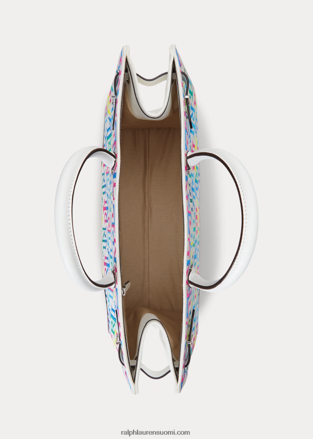 Ralph Lauren naiset brodeerattu kangas iso devyn-laukku 0Z24ZR5425 monivärinen logo/valkoinen