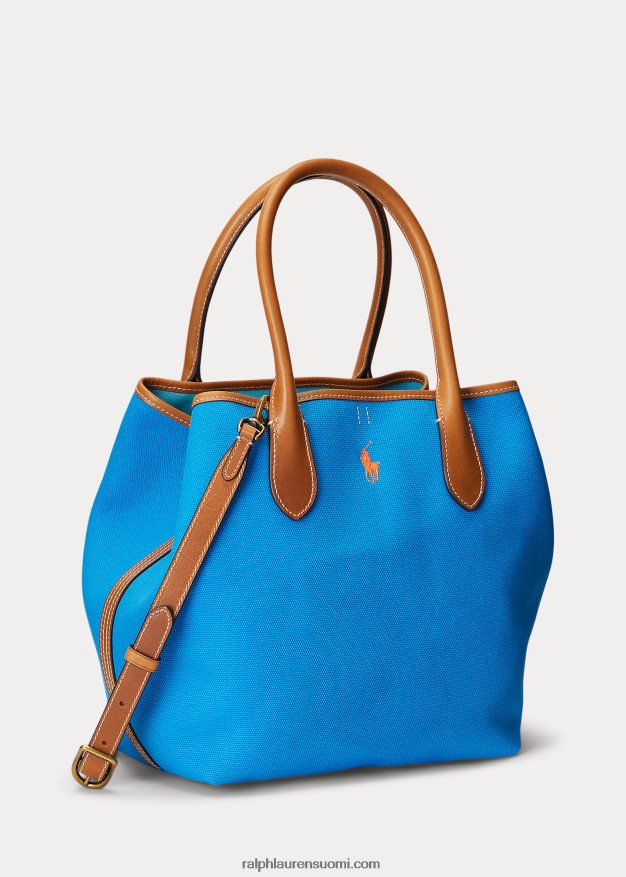Ralph Lauren naiset käännettävä kangas keskikokoinen bellport-laukku 0Z24ZR5192 jäätikkö turkoosi/laivasto