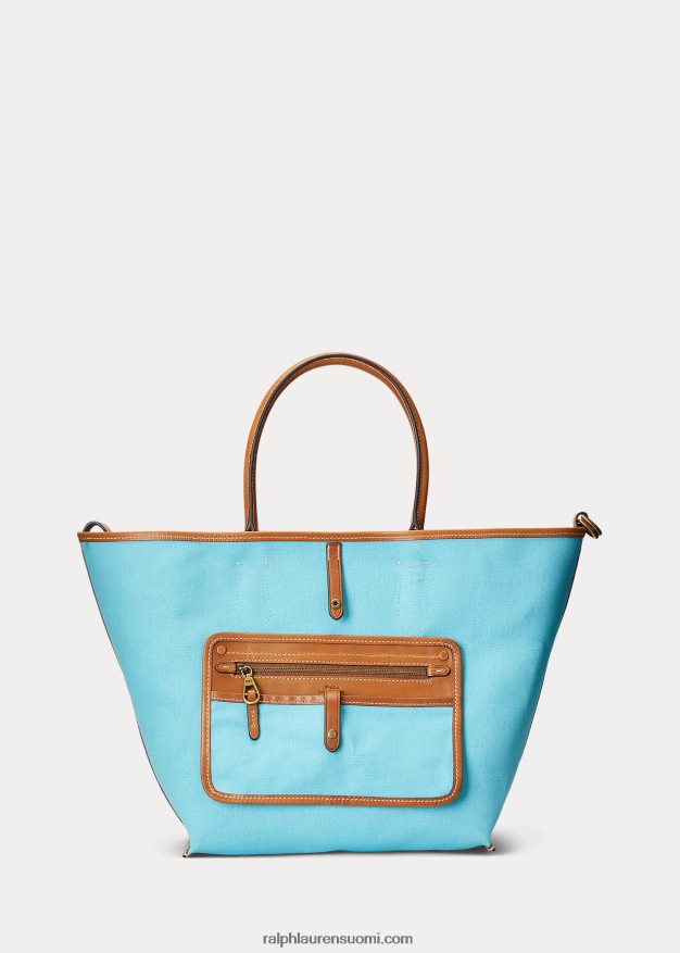 Ralph Lauren naiset käännettävä kangas keskikokoinen bellport-laukku 0Z24ZR5192 jäätikkö turkoosi/laivasto