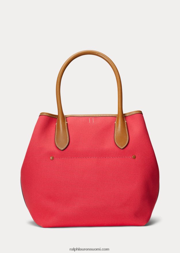 Ralph Lauren naiset käännettävä kangas keskikokoinen bellport-laukku 0Z24ZR5193 kestävä punainen/jauheensininen