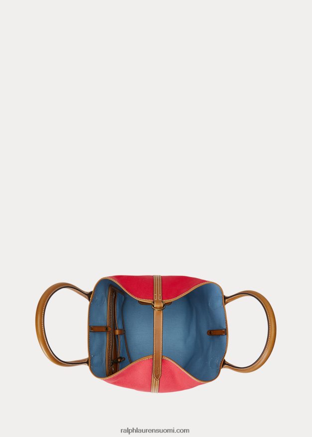 Ralph Lauren naiset käännettävä kangas keskikokoinen bellport-laukku 0Z24ZR5193 kestävä punainen/jauheensininen