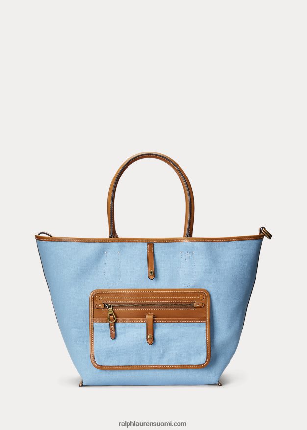 Ralph Lauren naiset käännettävä kangas keskikokoinen bellport-laukku 0Z24ZR5193 kestävä punainen/jauheensininen