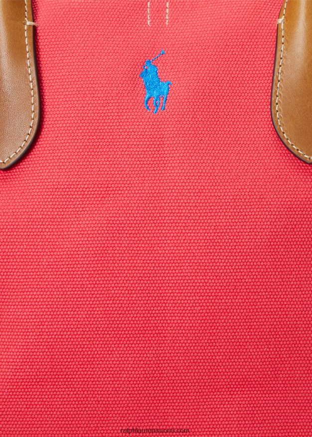 Ralph Lauren naiset käännettävä kangas keskikokoinen bellport-laukku 0Z24ZR5193 kestävä punainen/jauheensininen
