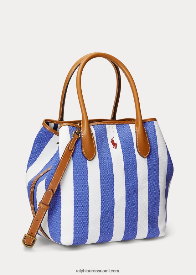 Ralph Lauren naiset käännettävä kangas keskikokoinen bellport-laukku 0Z24ZR5194 kuninkaallinen laivasto/newportin laivasto