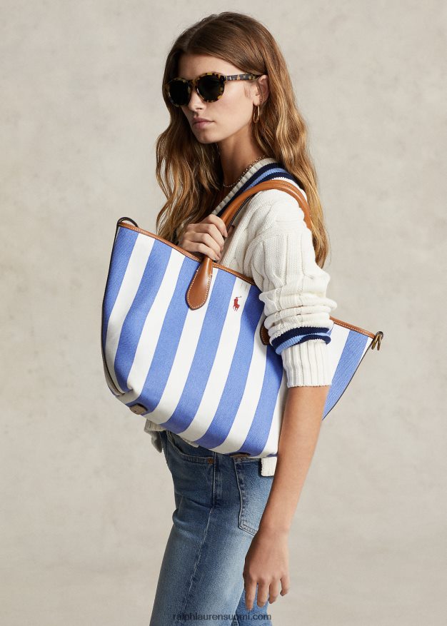 Ralph Lauren naiset käännettävä kangas keskikokoinen bellport-laukku 0Z24ZR5194 kuninkaallinen laivasto/newportin laivasto