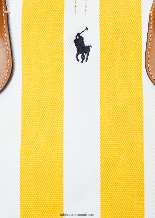 Ralph Lauren naiset käännettävä kangas keskikokoinen bellport-laukku 0Z24ZR5196 aurinkokala keltainen/laivasto