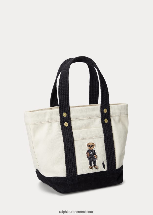Ralph Lauren naiset kangas pieni poolokarhulaukku 0Z24ZR5242 ekru/musta
