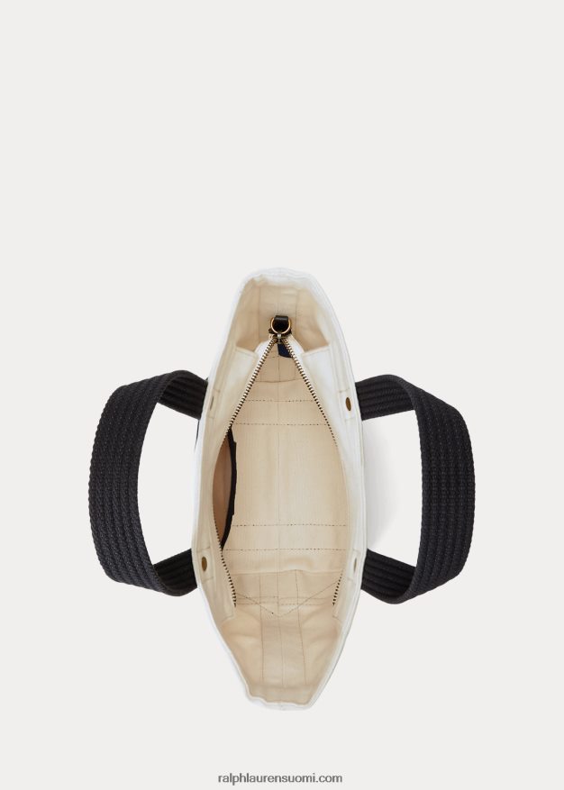 Ralph Lauren naiset kangas pieni poolokarhulaukku 0Z24ZR5242 ekru/musta