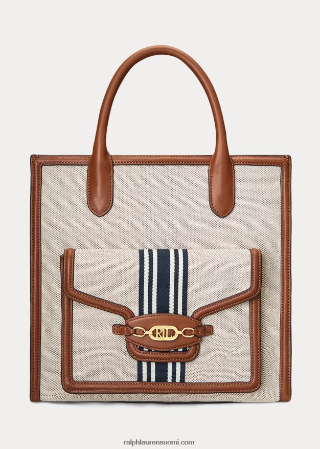 Ralph Lauren naiset kankainen iso symone-kassi 0Z24ZR5417 rusketus/laivasto