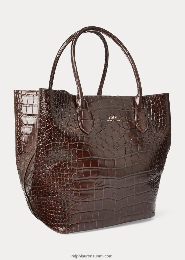 Ralph Lauren naiset kohokuvioitu iso bellport-laukku 0Z24ZR5224 suklaa