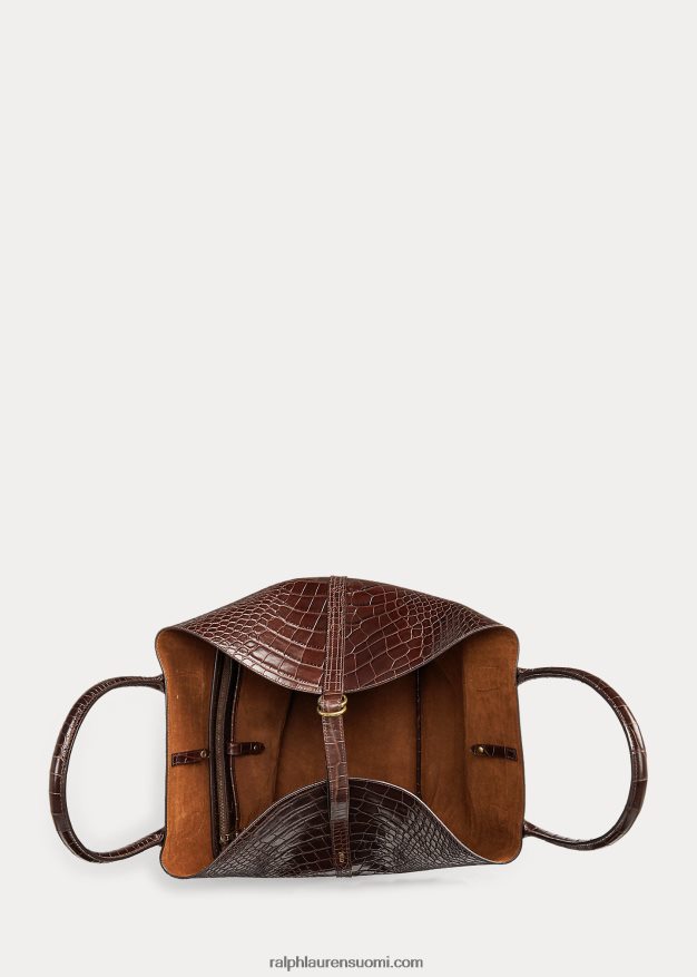 Ralph Lauren naiset kohokuvioitu iso bellport-laukku 0Z24ZR5224 suklaa