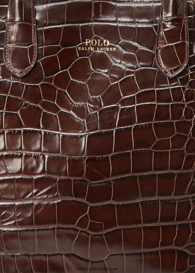 Ralph Lauren naiset kohokuvioitu iso bellport-laukku 0Z24ZR5224 suklaa