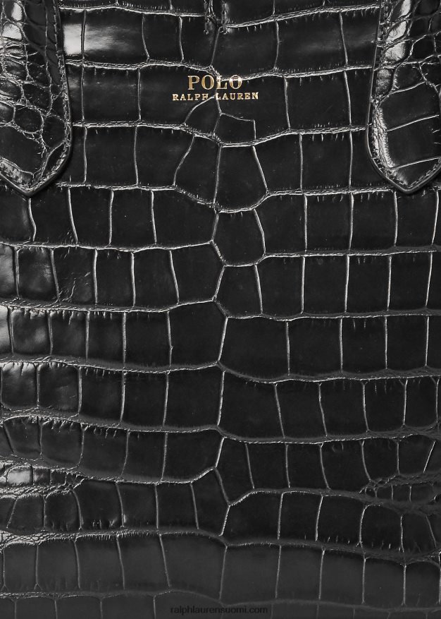 Ralph Lauren naiset kohokuvioitu keskikokoinen bellport-laukku 0Z24ZR5217 musta