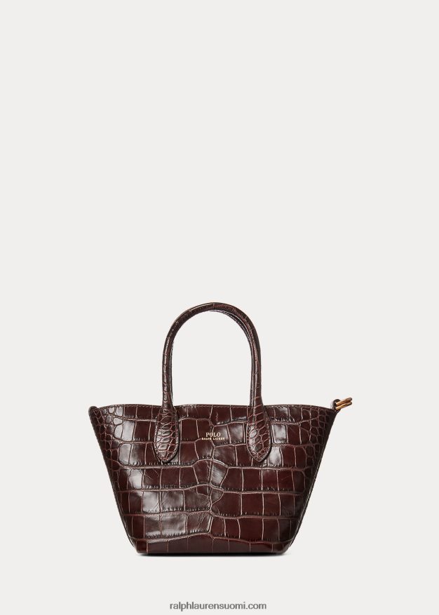 Ralph Lauren naiset kohokuvioitu mini bellport-laukku 0Z24ZR5209 suklaa